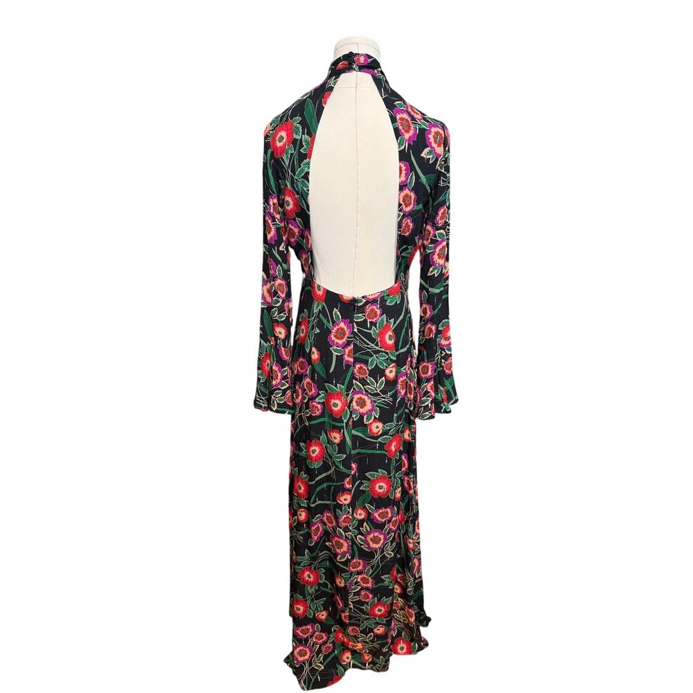 $470 NEW Misa Kora Floral Long Sleeve Maxi Dress Black Sz S - Picture 5 of 8